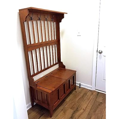 Walnut Finish Hall Tree with Large Capacity Storage Bahrain Ubuy