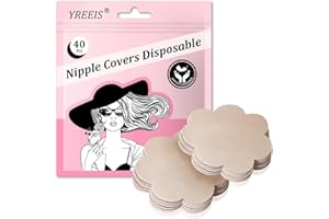 YREEIS 20 Pairs Nipple Covers For Women Disposable Hypoallergenic Nipple Pasties No-Show Adhesive Breast Petals Stickers