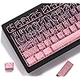 dagaladoo Gradient Pink Grey Topographic keycaps Line backlit keycaps Shine Through Keyboard Keys Side Printed Key caps Cherry Profile keycap set for 61/64/66/68/71/75/84/87 Mechanical Keyboards 98key