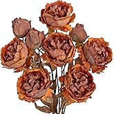 Briful Artificial Dried Look Fall Peony Flowers 3PCS 27.5in Tall Burnt Orange Vintage Silk Peony Bouquet Realistic Fake Peonies Floral Stems for Autumn Home Wedding Vase Centerpiece Arrangement Decor