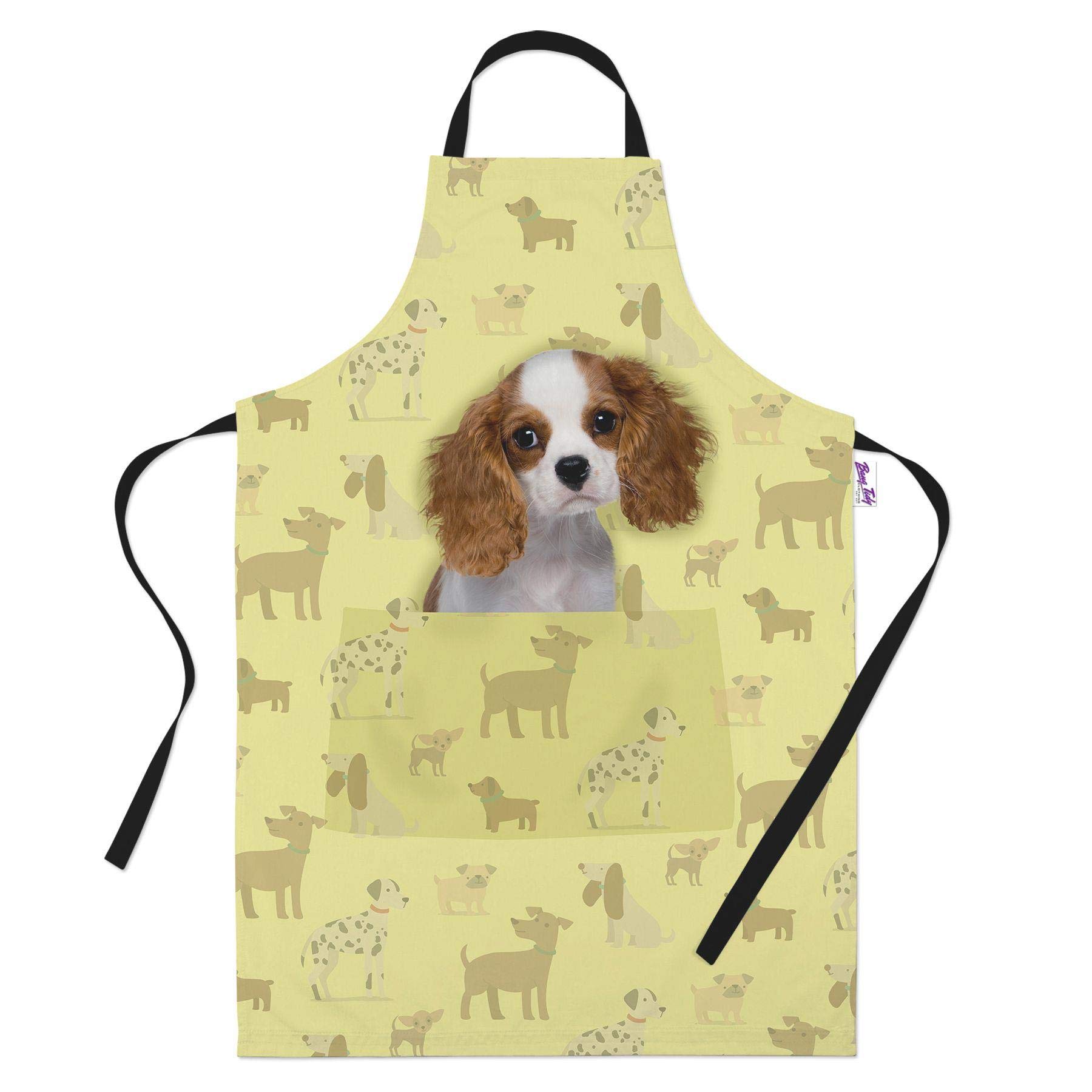 Bang Tidy Clothing Cavalier King Charles Spaniel Gifts for Dog Lovers Owners - Cooking Baking Aprons - Kitchen Apron Gift for Women Men Bakers and Cooks Yellow