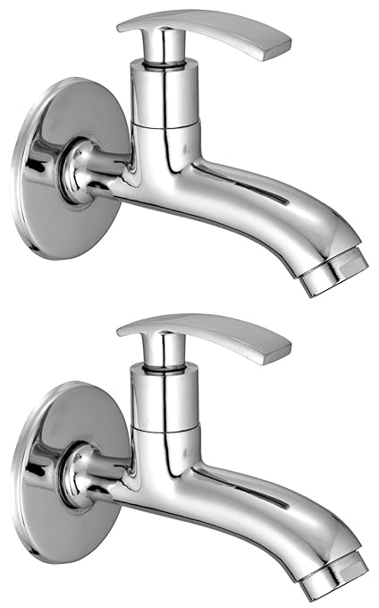 Drizzle Long Body Soft Brass Chrome Plated/Bathroom Tap/Quarter Turn Tap/Foam Flow Tap - Set of 2