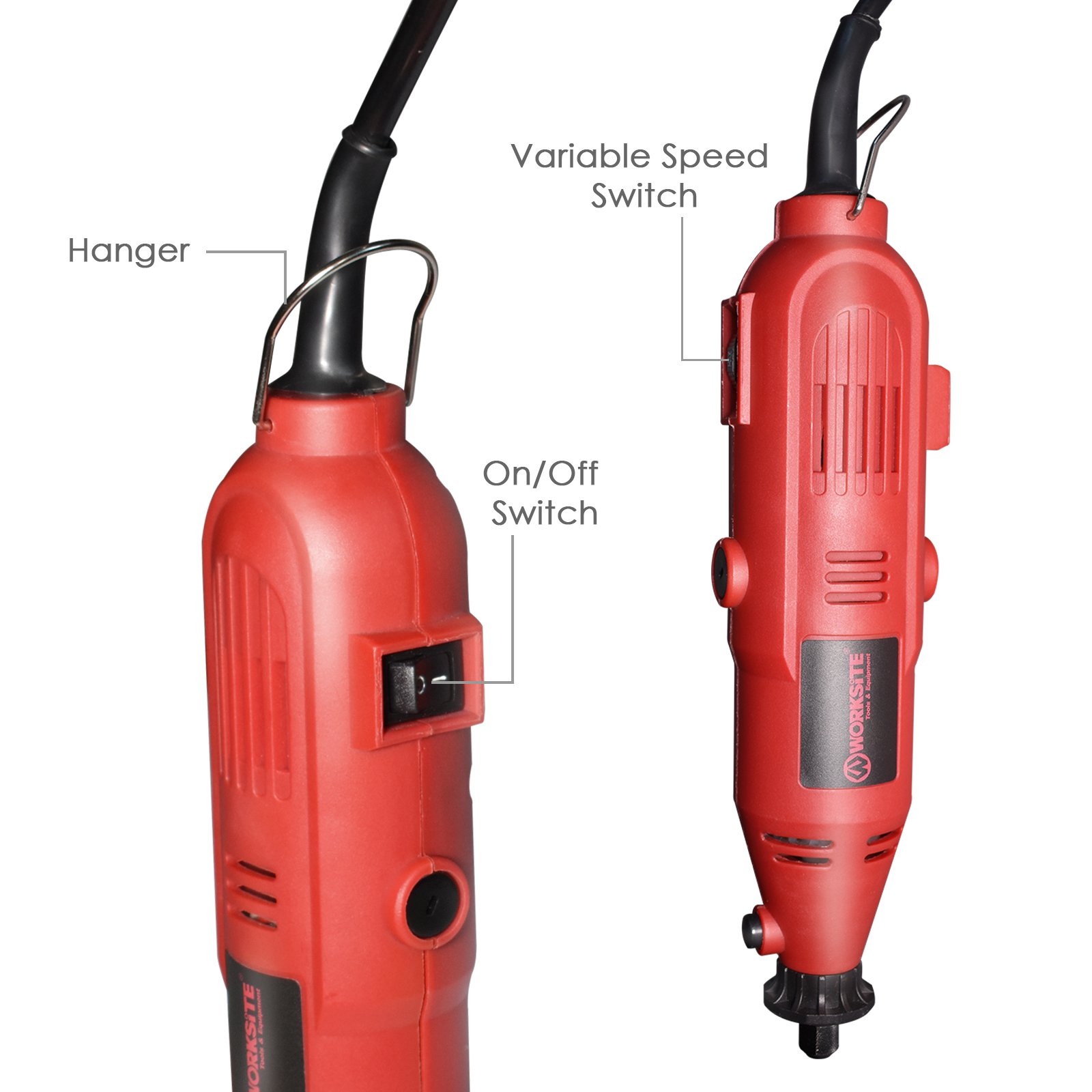 WORKSITE EDG110 Multi Purpose Rotary Tool With 7-Speed,8000-30000RPM,1/8-Inch Collet, Magnet Wristband, 100 Pcs Rotary Mixed Accessory Kit in Storage Case