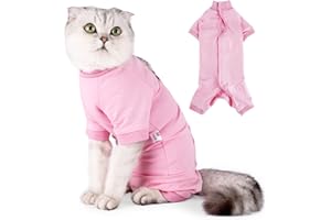 LIANZIMAU Cat Surgical Recovery Suit Professional for Male Female Dog Abdominal Wounds Cone E-Collar Alternative Anti-Licking Pet Surgical Recovery Pajama Suit Soft Fabric Onesie for Cats