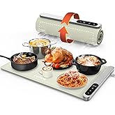 FEPPO Food Warming Mat, Upgrade High-tech Graphene Heating Film, Fast Full Surface Electric Warming Tray with 6 Level Adjustable Temperature and 6 Hours Timer, Roll Up Food Warmers for Parties Buffet