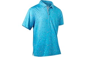GYART Mens Golf Shirts Quick Dry Moisture Wicking Casual Short Sleeve Performance Athletic Print Collared Stylish Men Polo Shirt