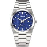 Casotime Men's Quartz Watch with Date Display,Waffle Dial,Gift for Men | Stainless Steel Case, Luminous Hands, 3ATM Water Resistant, Perfect For Business, Daily Wear And Special Occasions