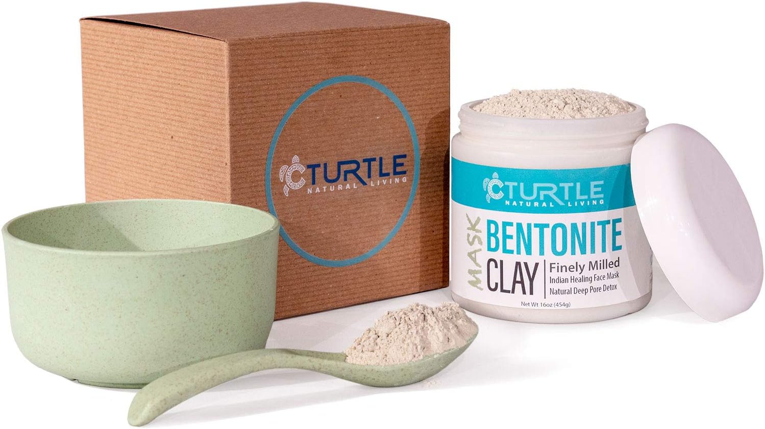 Bentonite Clay 16 oz Healing Face Mask Gift Set With Bowl and Spoon - Best Cleansing Facial for Pore Detox and Acne Treatment. Organic Natural Sodium, Calcium Powder