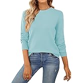 QUALFORT Women's Sweater 100% Cotton Long Sleeve Pullover Sweater Soft Lightweight Knit Tops 2026