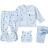 FITFIFTH POD Unisex Baby Clothes 5 Piece Layette Sets Cotton Newborn Clothes Gift Set For 0-3 Months
