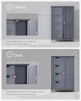 VASAGLE Narrow Bathroom Cabinet with 4 Drawers Grey LHC41GY view 9