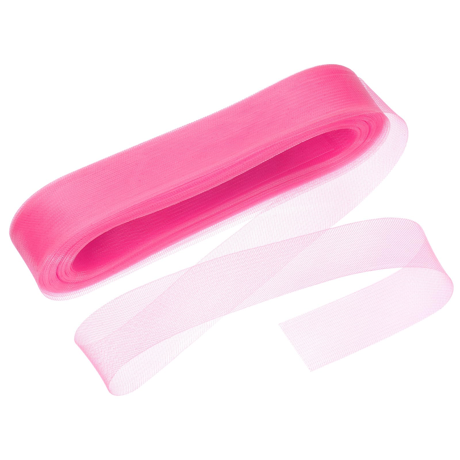 M METERXITY Stiff Horsehair Braid 2 Inch Wide 50 Yards Soft Polyester Horsehair Braid Roll for Wedding Dress/Dance Formal Dress Accessories/Skirt Boning Sewing Shaping [Dark Pink]