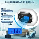 XINDUM Carbon Monoxide Detector with LCD Display 10 Year Battery Black view 2