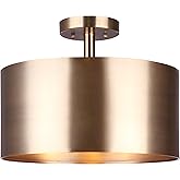Canarm Lola 3-Light Semi-Flush Mount Ceiling Light, 15-Inch Gold Finish, Used 60W Bulbs, Easy Installation, Contemporary Ligh