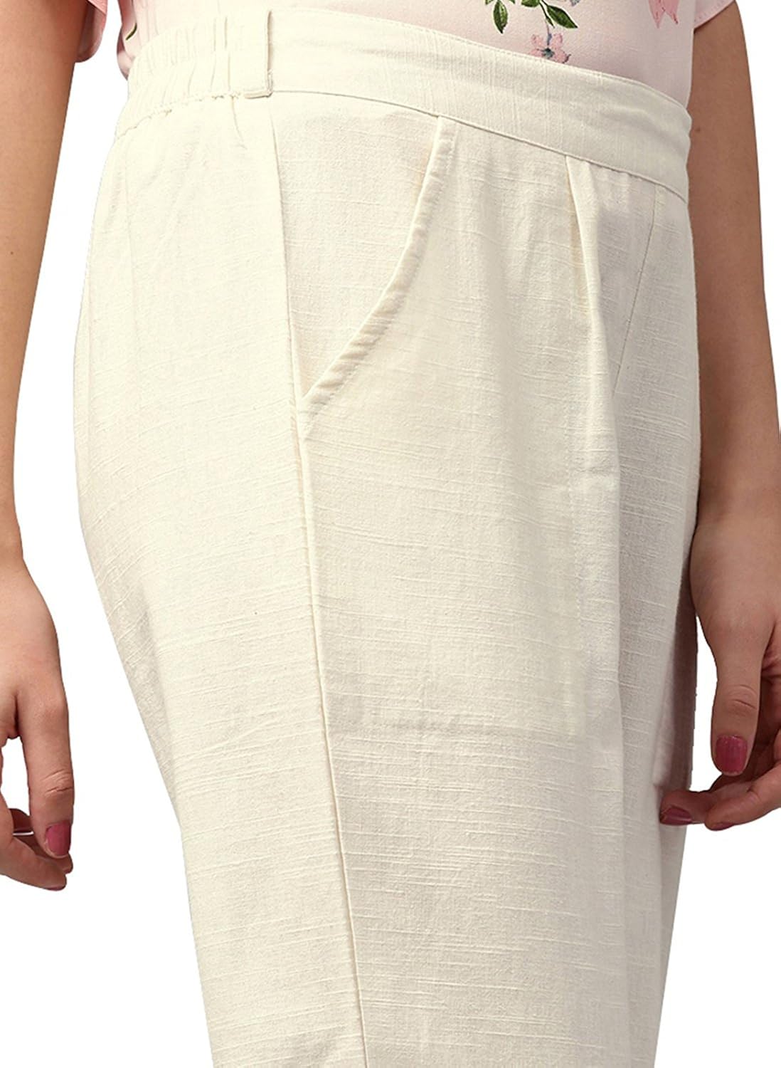 arihant women's/girl cotton slub trouser pant (off-white)