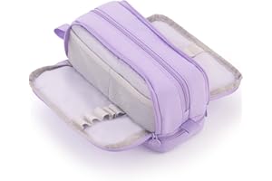 CICIMELON Large Capacity Pen Pencil Case with 4 Compartments, Multi-Slot Pencil Pouch Bag Aesthetic School Supplies Organizer for Teen Girls, Women, Adults (Purple)