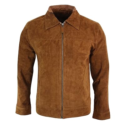 Men's Vintage Retro Camel Suede Leather Zip Jacket Egypt Ubuy