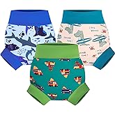 MooMoo Baby Swim Diapers 3 Pcs Waterproof Reusable Swimming Diapers for Baby Swim Lesson 2T-5T, Blue