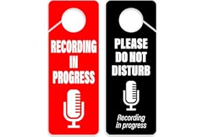 CLEVER SIGNS Recording in Progress - Please Do Not Disturb Sign, Door Knob Hanger 2 Pack, Double Sided, Ideal for Using in Any Room.