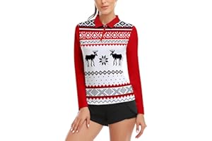 Soneven Womens Long Sleeve Golf Shirts Half Zip Moisture Wicking Print Golf Tops Tennis Shirts(XS-3XL)