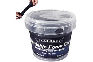 BEAIMUXI Foam Clay Cosplay Moldable Air Dry Foam Clay Craft 500g Black Lightweight Sculpting Foam for Costumes Sanding Cosplay (500g, Black)