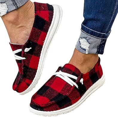 buffalo plaid slip on sneakers