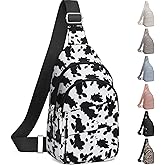 Tuwubi Crossbody Bags for Women, Sling Bag for Men, Small Hiking Backpack Anti Theft Lightweight for Outdoors Travel (M, Cow Print)