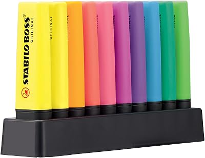 STABILO BOSS ORIGINAL Highlighter Deskset 10 with 9 Neon Colours