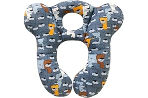 DEEZOMO Baby Travel Pillow,Soft and Skin Friendly Kids Cushion for Car Seat - Newborn Pillow for Pushchair,Car Seat,Travel (Blue Bear)