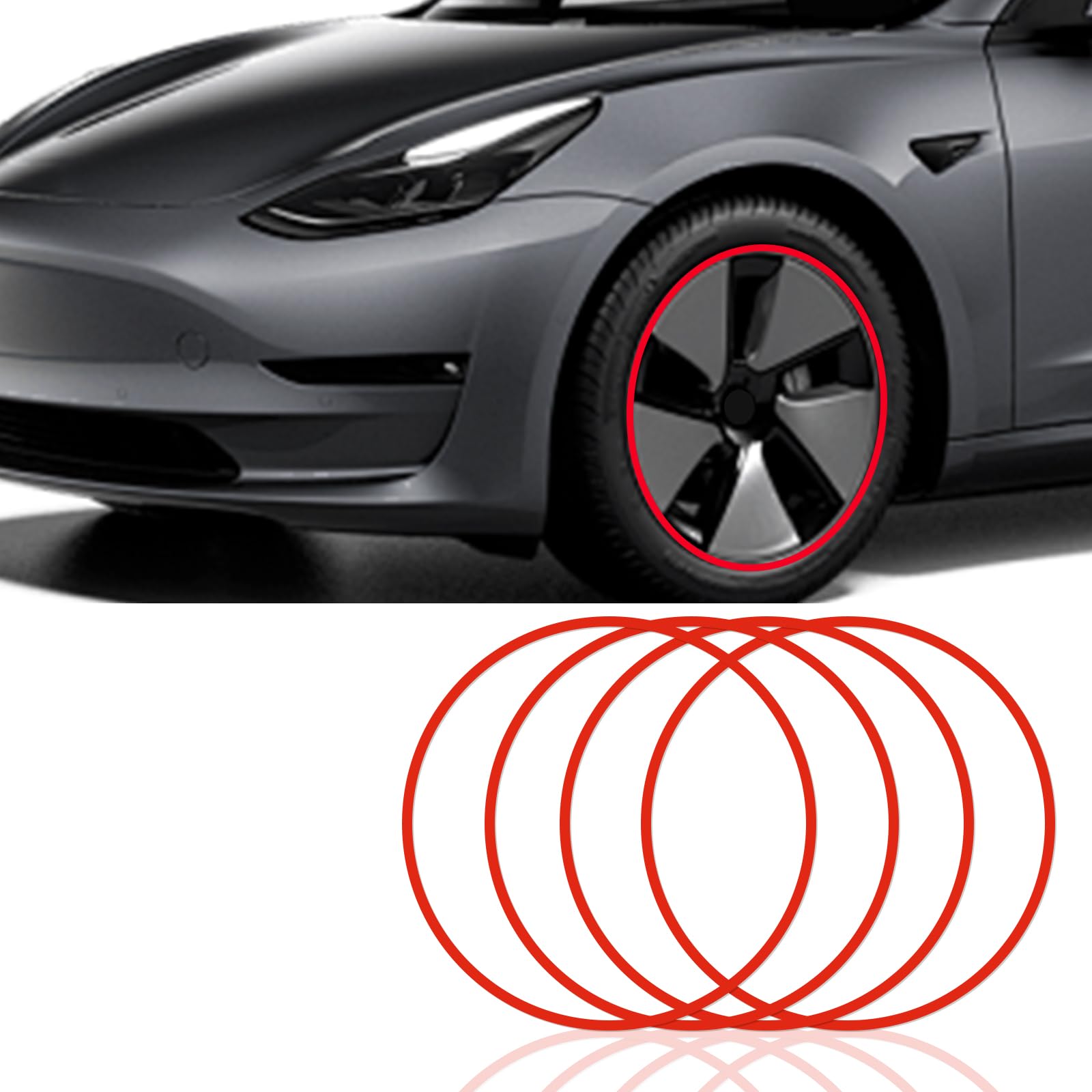 Photo 1 of GrJyls Rim Protector for Car Wheels (Fits 18-21" Wheel Diameter) - Pack of 4 Premium ABS Wheel Protector for All Cars, Trucks, SUVs and Tesla All Models (Red,20)