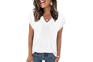 isermeo Womens Tops Cap Sleeve V Neck Shirts Summer Dressy Casual Business Clothes Work Blouses Outfits 2026 S-XXL