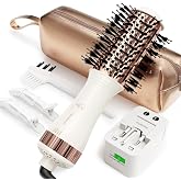 Dual Voltage Travel Blow Dryer Brush in one, Hair Trends Mini Hot Air Brush | 120V-240V Nano Titanium 2 Inch One Step Hair Dryer &amp; Styler Volumizer Oval Shape, Europe Travel Essentials for Women