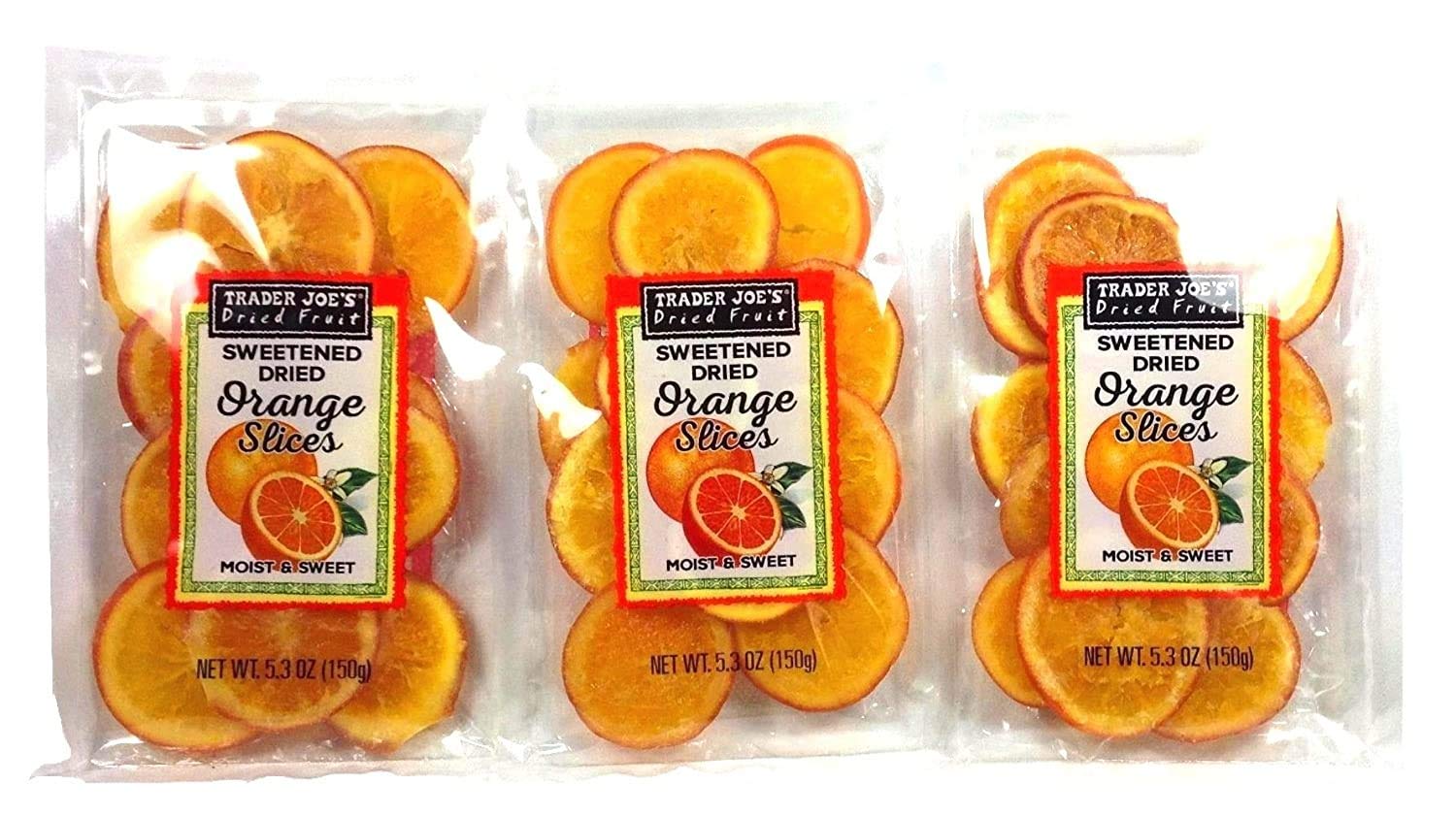 Trader Joe's Sweetened Dried Orange Slices 5.3 Oz, (Pack of 3)