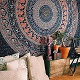 Craft N Craft India Wall Tapestry - Hanging Mandala Tapestries - Bohemian Beach Picnic Blanket - Hippie Decorative & Psychedelic Dorm Decor - 84 x 54 Inch (Twin)