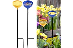 BUAEL 24PCS Bee Watering Stations Set,2pcs Metal Bee Butterfly Cups for Garden,20PCS Glass Marbles and 2PCS sponges,Bee Waterer Cups for Thirsty Pollinators, Metal Outdoor Garden Courtyard Decor