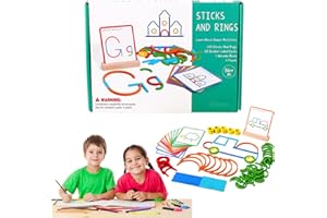 Montessori Smart Sticks, Wooden Sticks and Rings Puzzle Game, Smart Stick for Kids, Quick Thinking Puzzle Blocks, Boost Creat