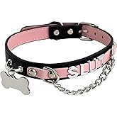 EverGlimp Leather Choker Collar Necklace For Women,Cute Skull Gothic Punk Rock Choker Necklace Collars