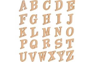 Wooden Alphabet Letters for DIY Crafts, 3D Letters for Home Wall Decor (4 in, 2 of Each Letter, 52 Pieces)
