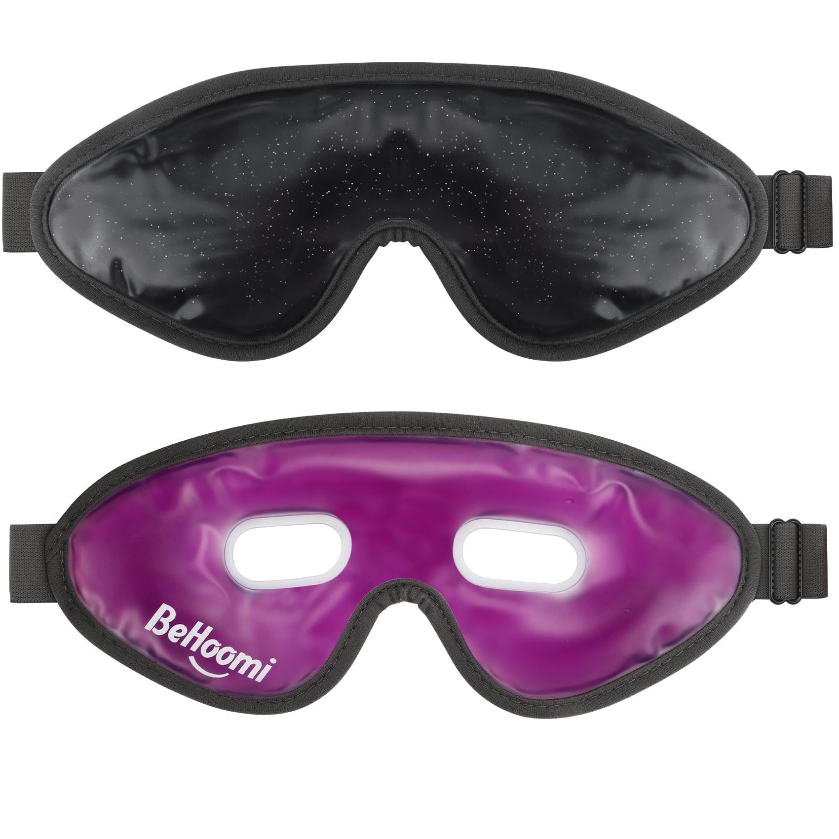 Photo 1 of BeHoomi 2Packs Cooling Eye Masks, Ice Eye Mask Cold Compress for Eyes, Reusable Cold Gel Eye Mask for Eye Relaxation, Comfort Snug Fit, Eye Cover for Home, Office, Black & Purple