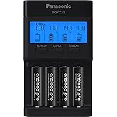 Panasonic K-KJ65KHA4BA Super Advanced 4-Position Quick Charger with LCD Indicator Panel, USB Charging Port and 4AA eneloop pr