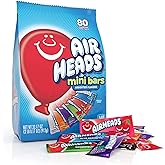 Fun Express Air Heads Mini Bars Halloween Candy Variety Pack Party Favors | 80 pieces of bulk candy individually wrapped in 6 fruity flavors, gluten free and nut free kids snacks for goodie bags