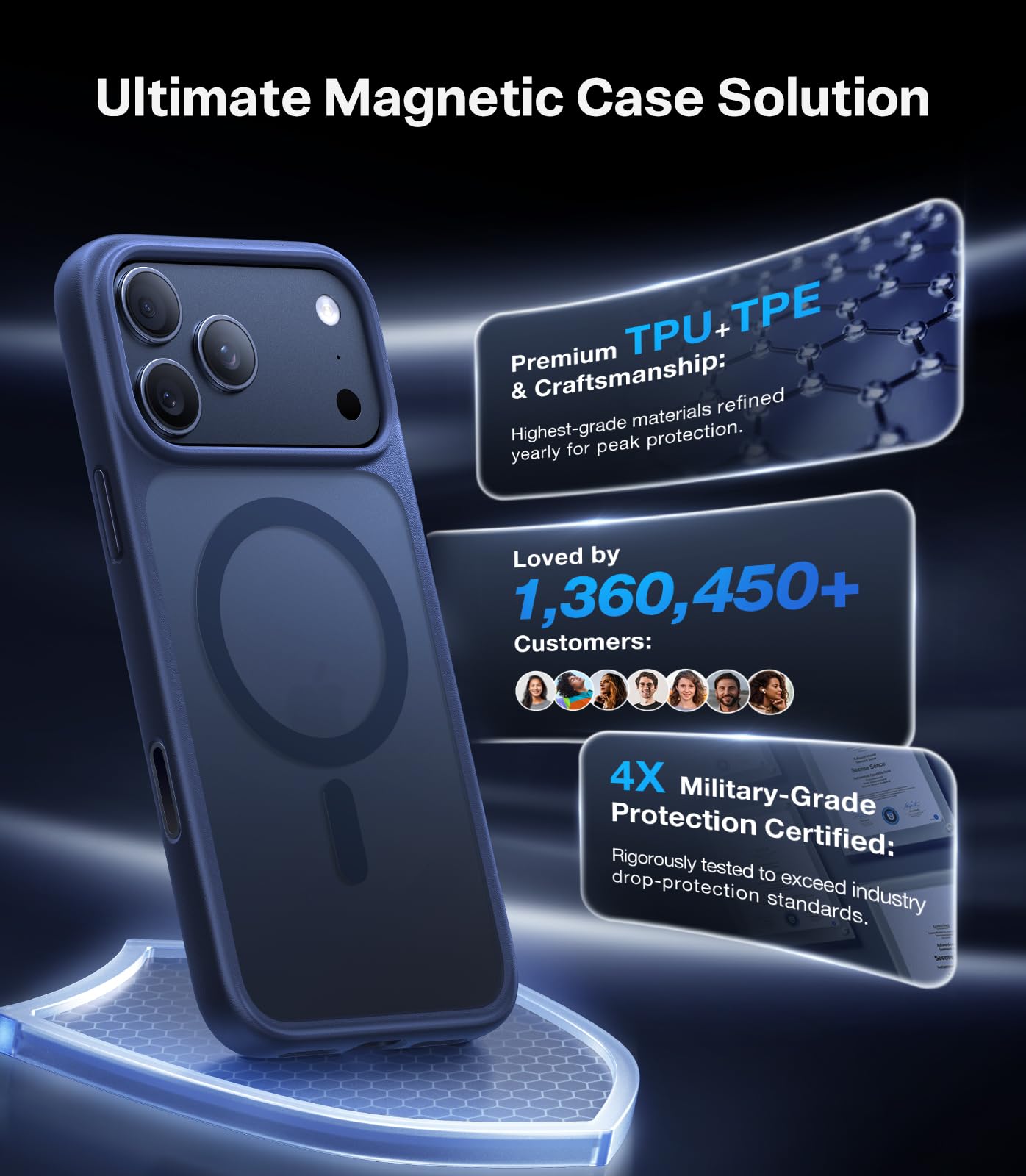 TORRAS Magnetic Shockproof for iPhone 17 Pro Case, Fit for MagSafe, Military-Grade Protection, Camera Control Button, Slim Translucent Anti-Fingerprint Phone Case for iPhone 17 Pro 6.3
