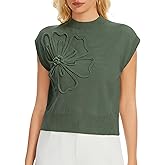 3D Floral Sleeveless Sweater Vest for Women, Spring Knit Tank Top Casual Pullover