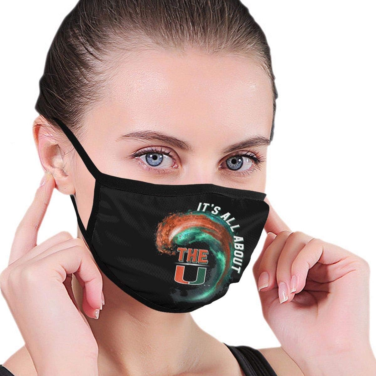 Xiuuuuuu Fashion Earloop Mouth Cover, Anti-Dust Pollenm Mouth-Muffle with Adjustable Elastic Band -Miami Hurricanes Wave - All About The U Half Face Mouth Cover
