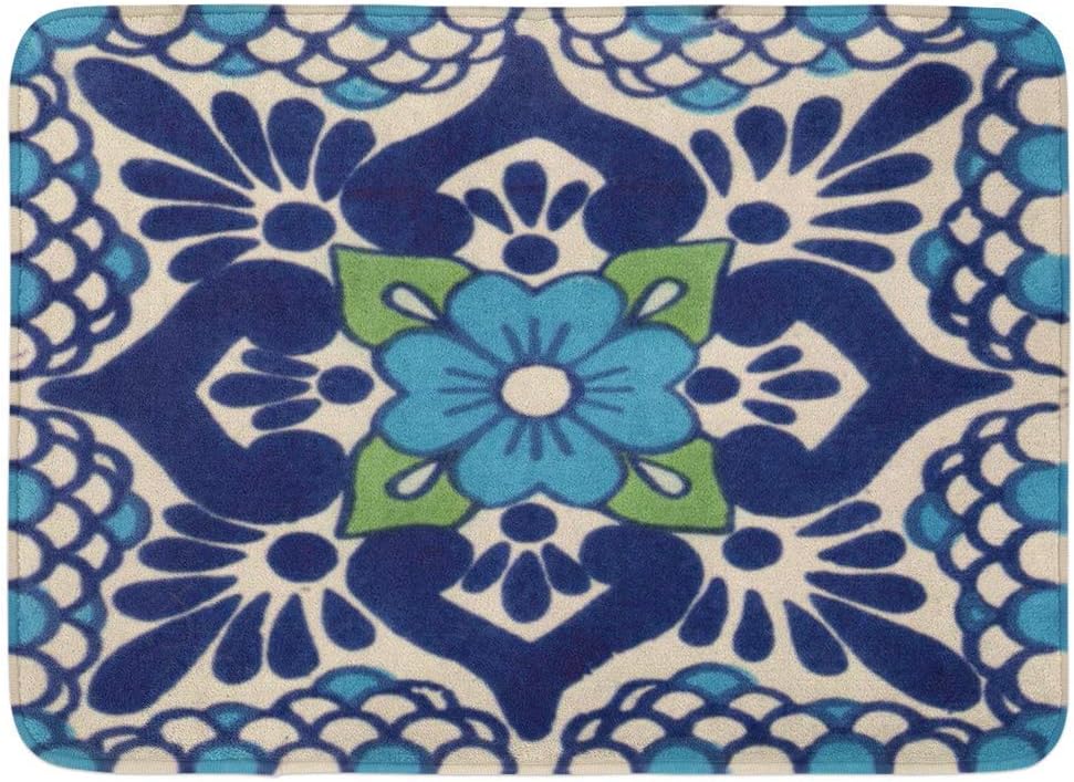 Amazon Com Coolest Secret Bath Mat Colorful Spanish Mexican Talavera Double Sided Throw Bathroom Decor Rug 20 X 32 Home Kitchen