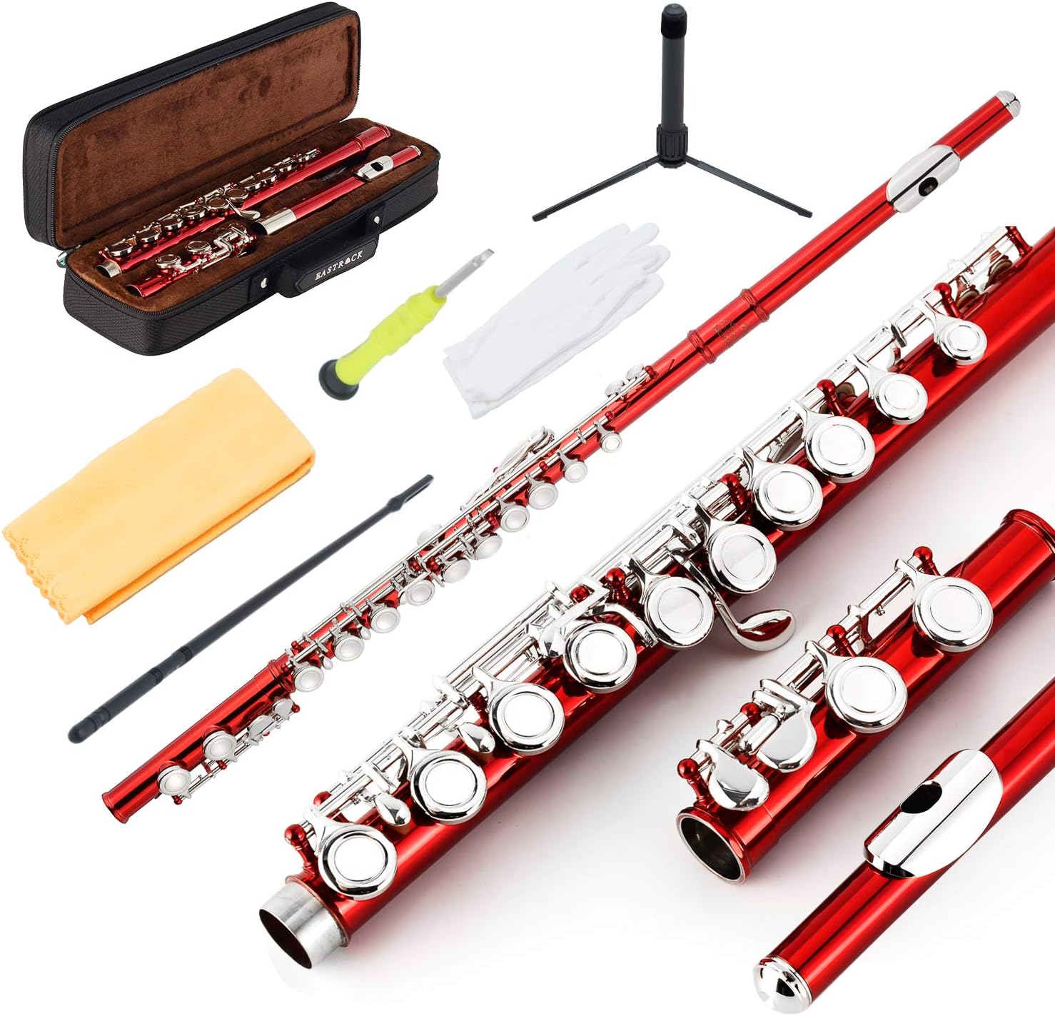 16 Keys Flute for Kids Wind Instruments Nickel Beginner Flute Set