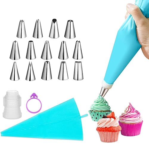 Suuker Piping Bags and Tips Set, Cake Decorating Kit with 14