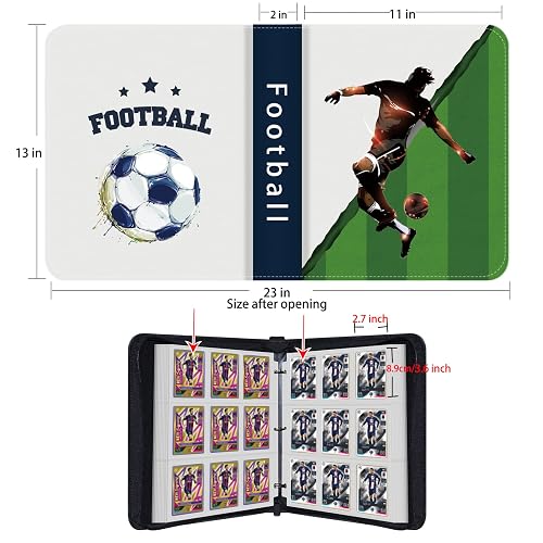 soccer card binder 400 Pockets for Soccer Trading Cards Collectors Portable Waterproof Card Storage Book with Removable Clear Sleeves Compatible with themed cover art GHIUAN Cards Binder for Soccer