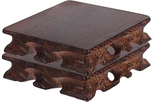 DEARMAMY 2pcs Square Wood Display Stand 10x10x2.5cm Chicken Wing Wood Pedestal for Vase Bonsai Fish Bowl