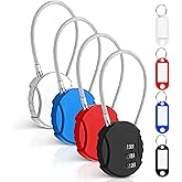 Mini Code Lock, 4 Pcs Wire Rope Lock, Wire Rope Padlock for Luggage, Backpack, Jewelry Box, Gym Locker (4 Color)